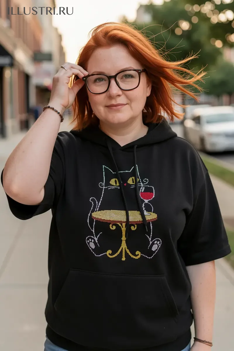 Визуализация Кот с вином