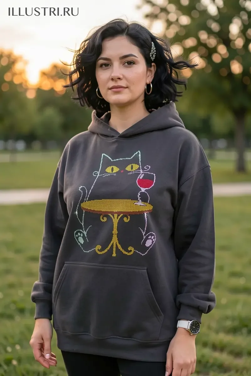 Визуализация Кот с вином