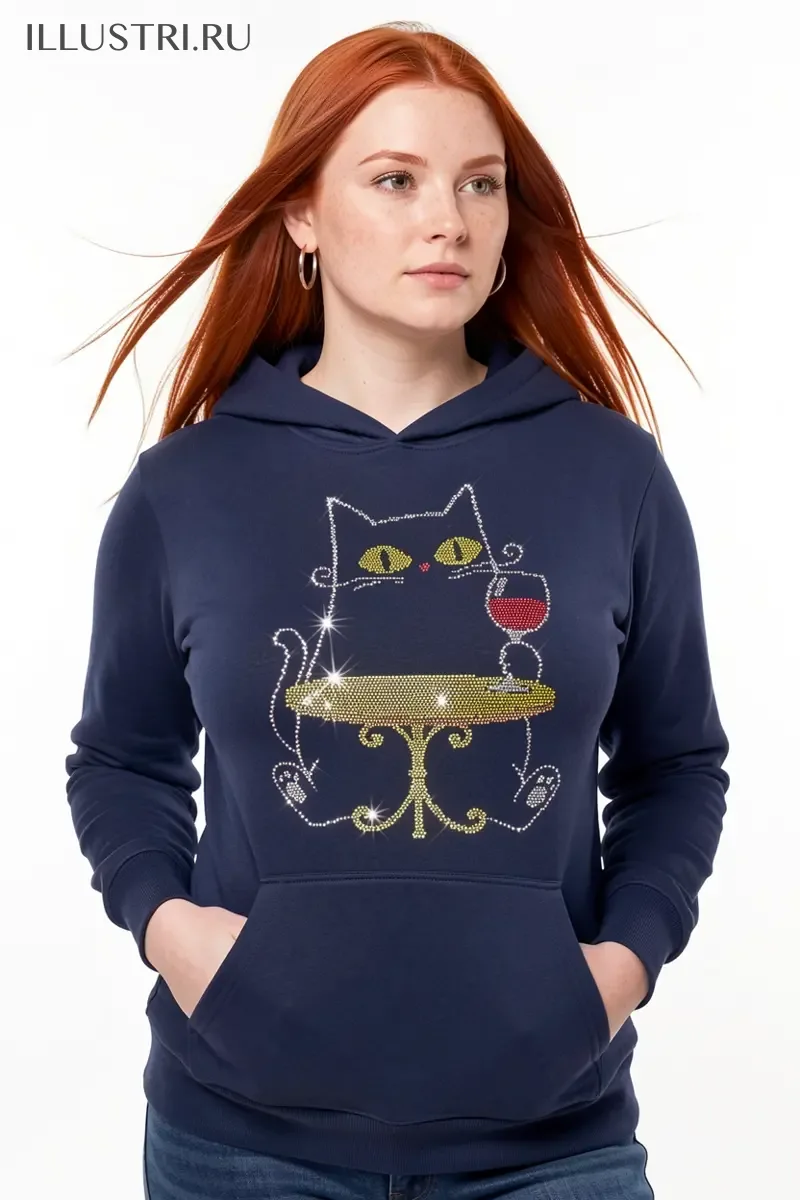 Визуализация Кот с вином