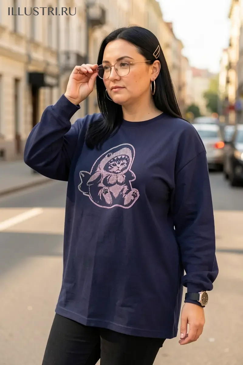 Визуализация Котик в костюме акулы