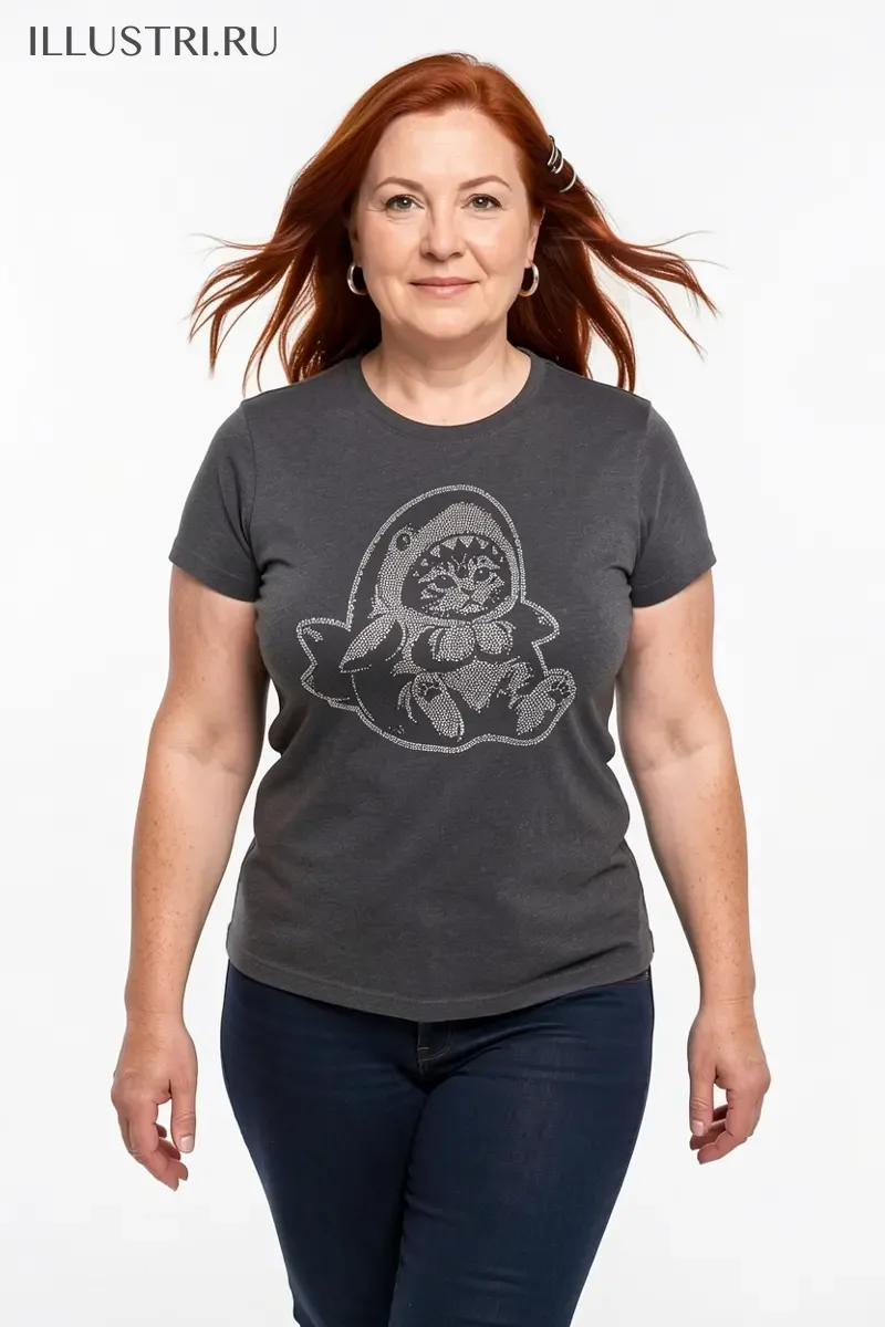 Визуализация Котик в костюме акулы