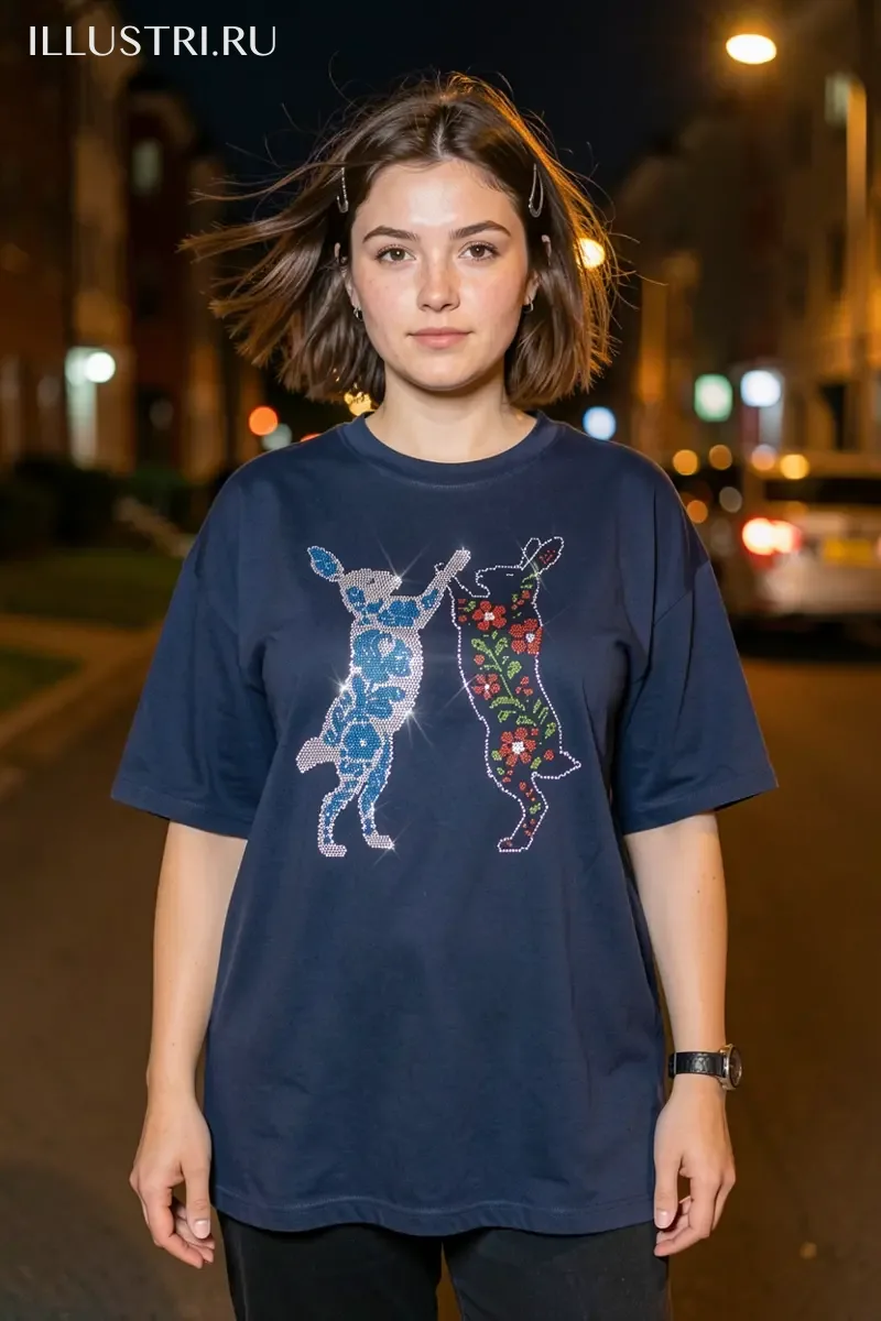 Визуализация Зайцы гжель и хохлома