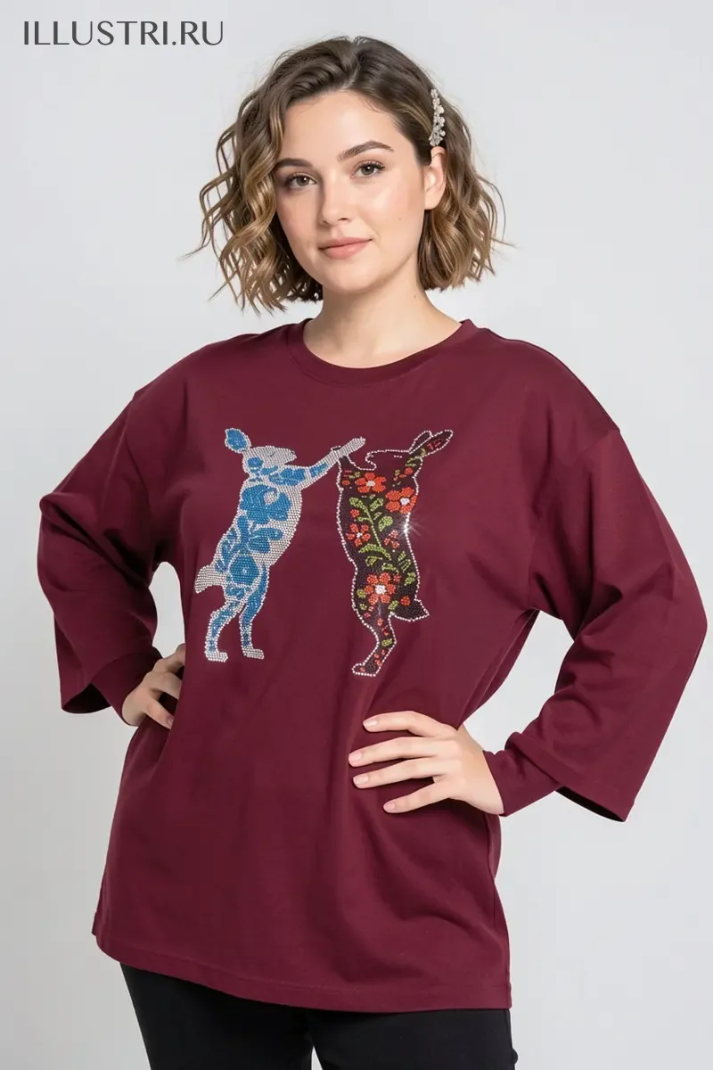 Визуализация Зайцы гжель и хохлома