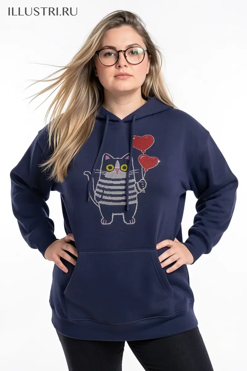 Визуализация Котик с воздушными шарами