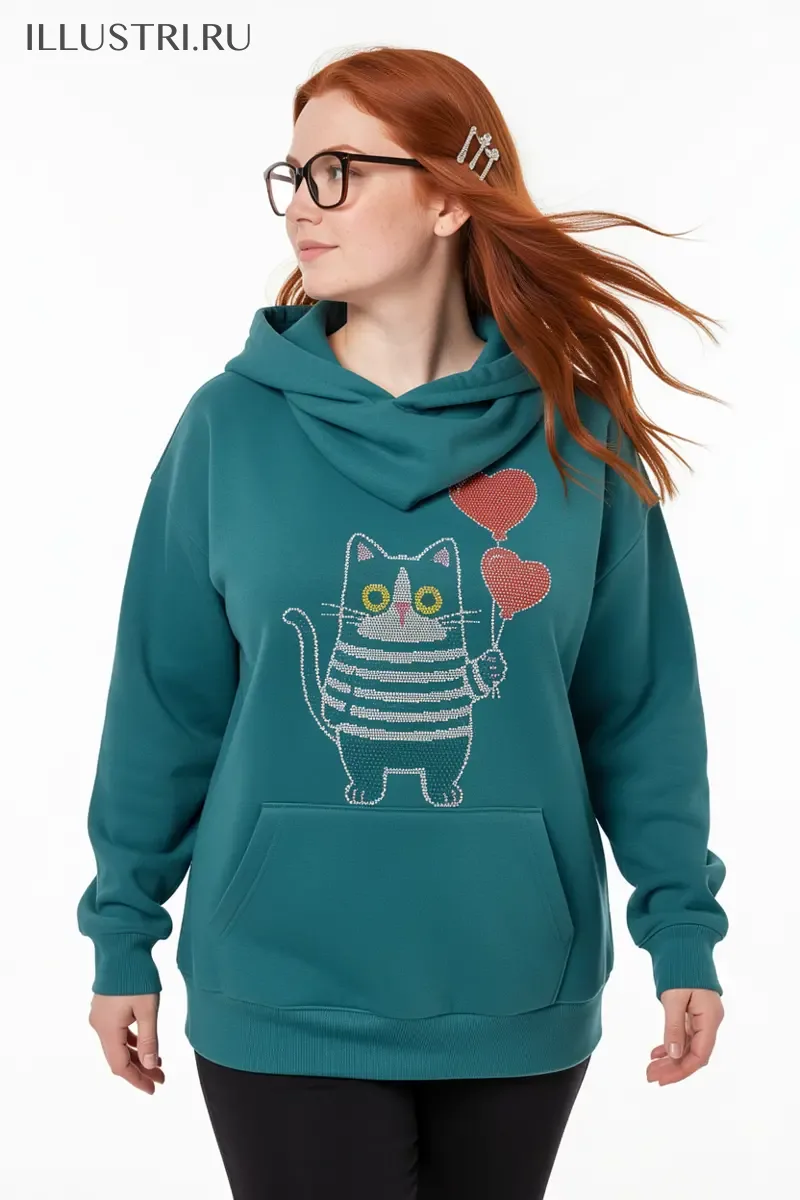 Визуализация Котик с воздушными шарами