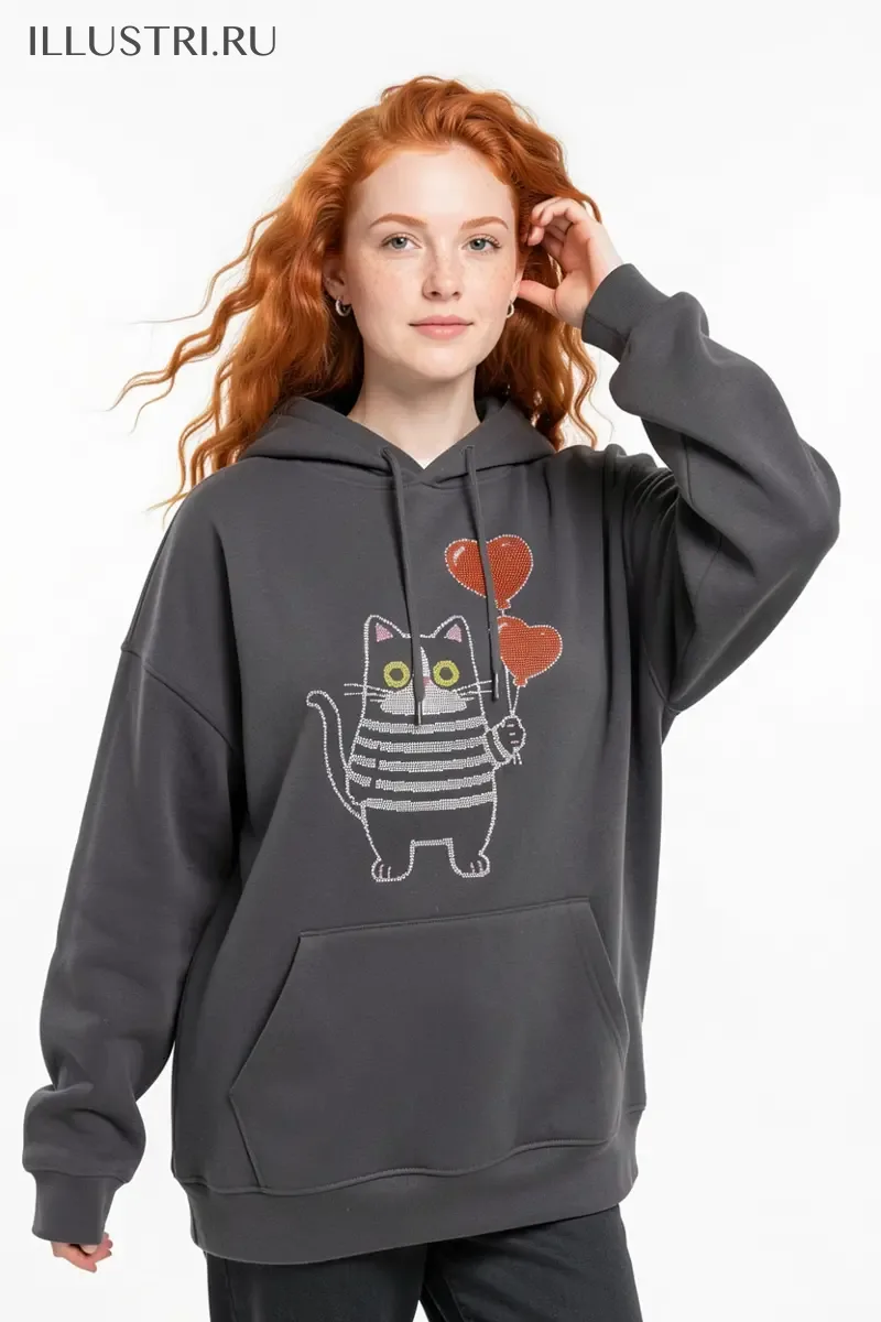 Визуализация Котик с воздушными шарами