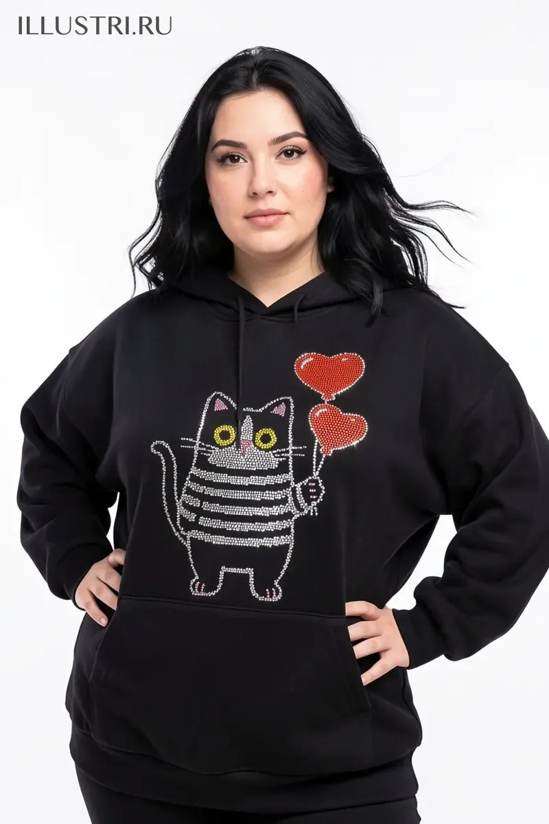 Визуализация Котик с воздушными шарами