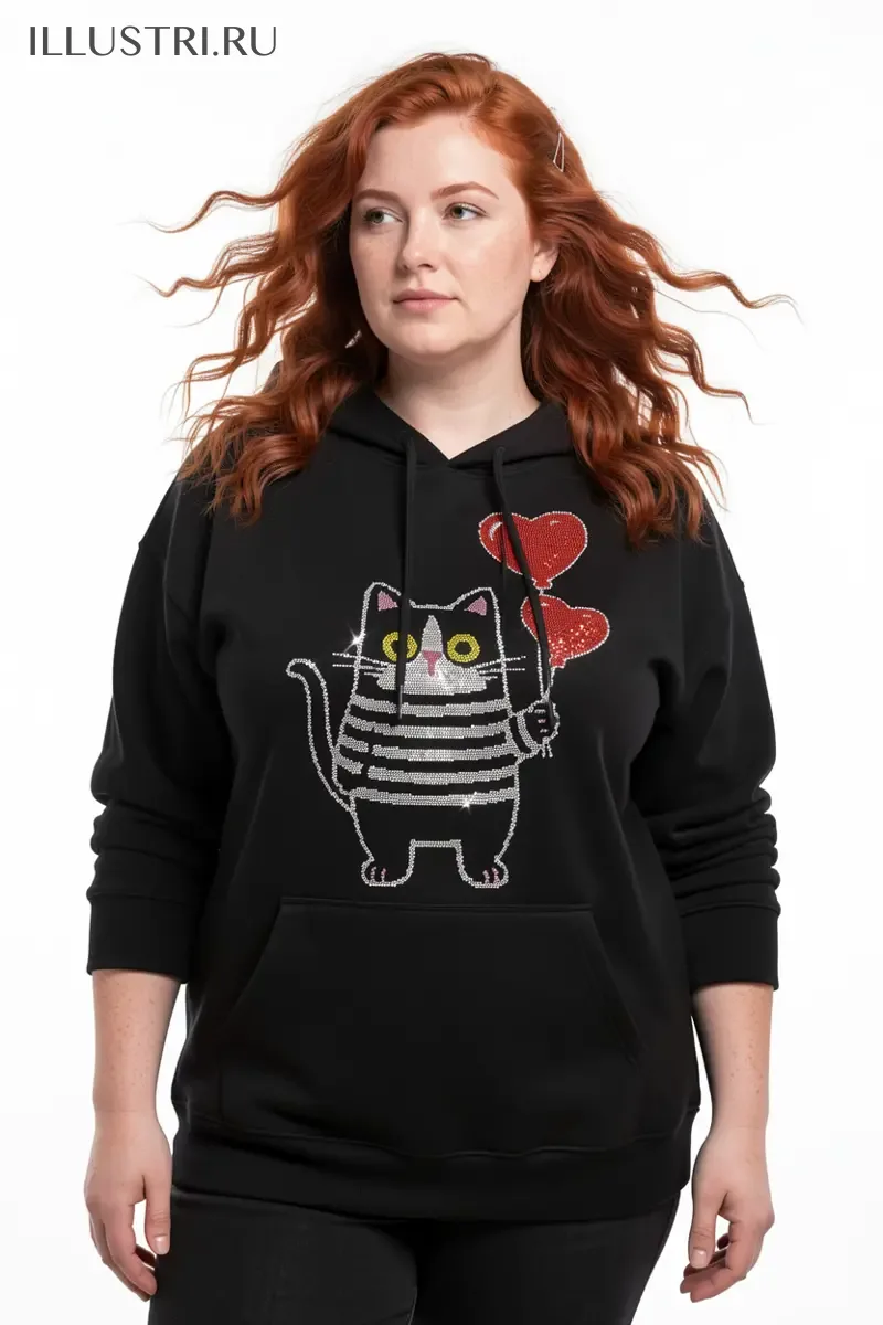 Визуализация Котик с воздушными шарами