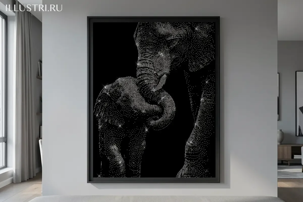 Визуализация Слониха со слонёнком