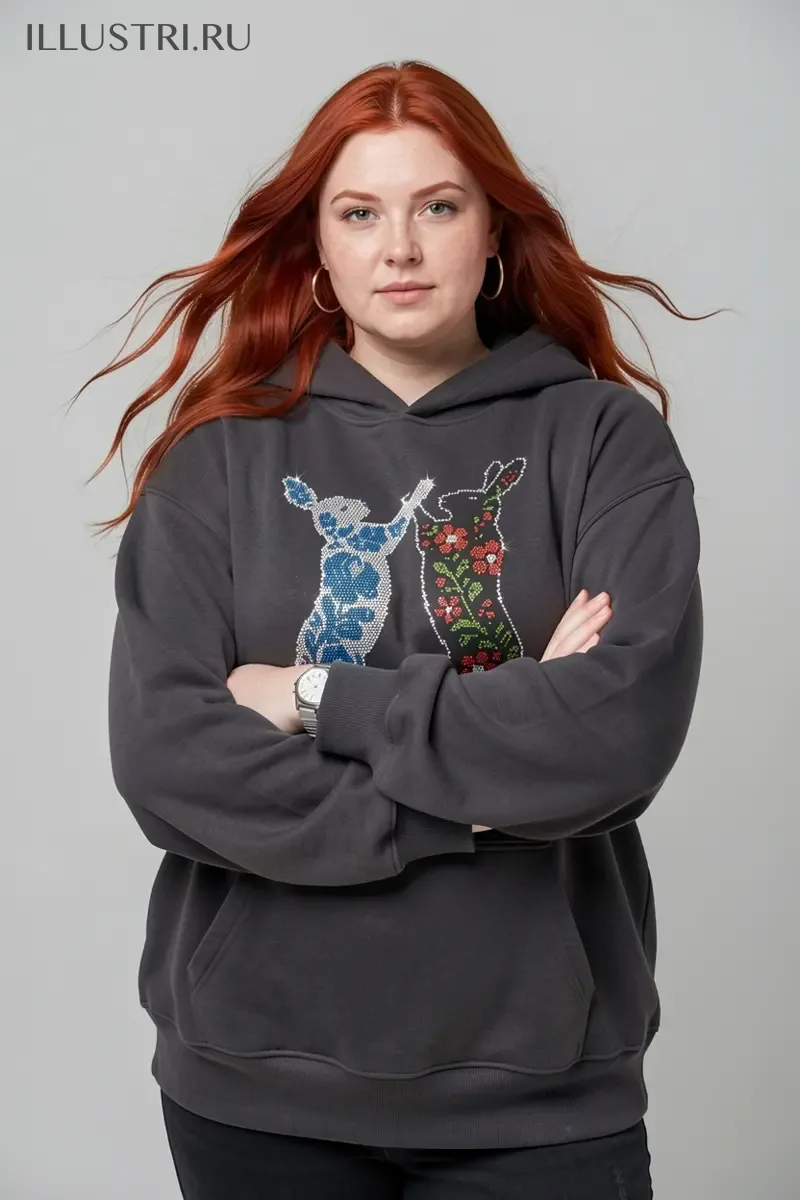 Визуализация Зайцы гжель и хохлома