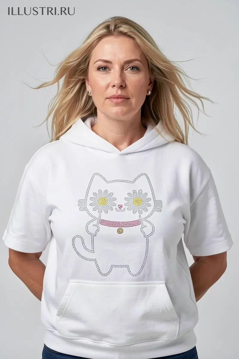 Визуализация Котик с ромашками