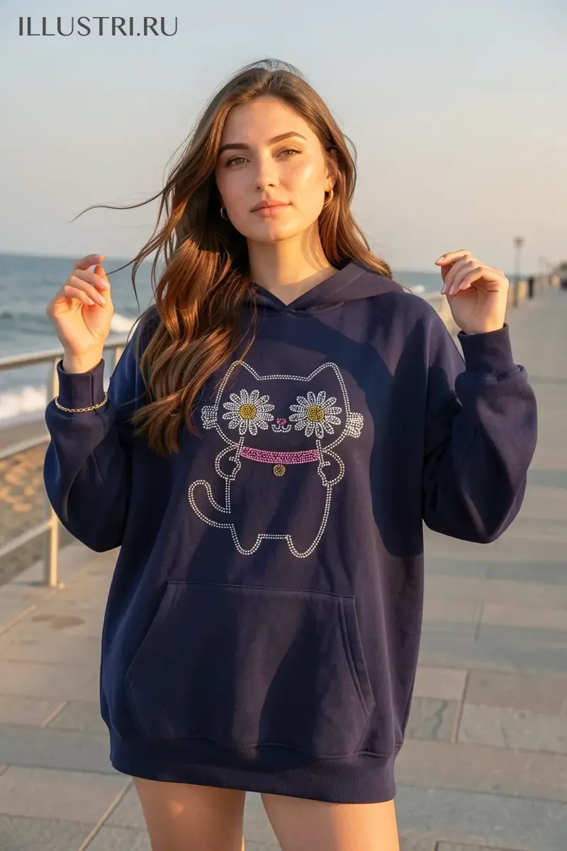 Визуализация Котик с ромашками