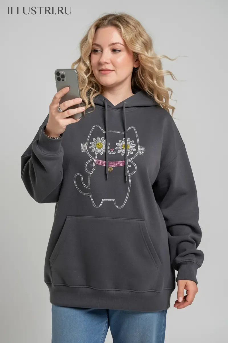 Визуализация Котик с ромашками