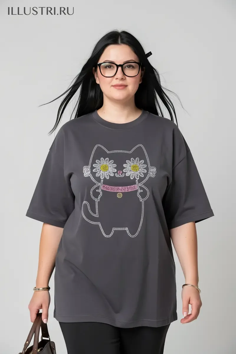 Визуализация Котик с ромашками