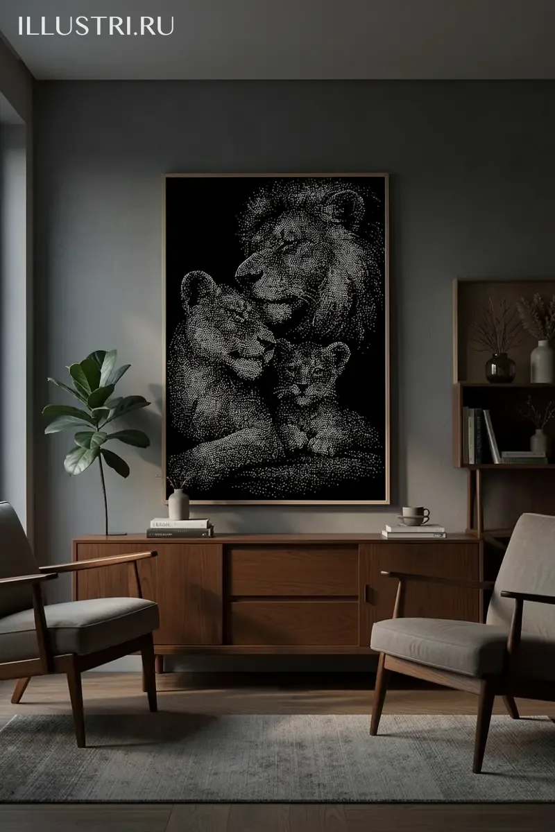 Визуализация Львиная семья