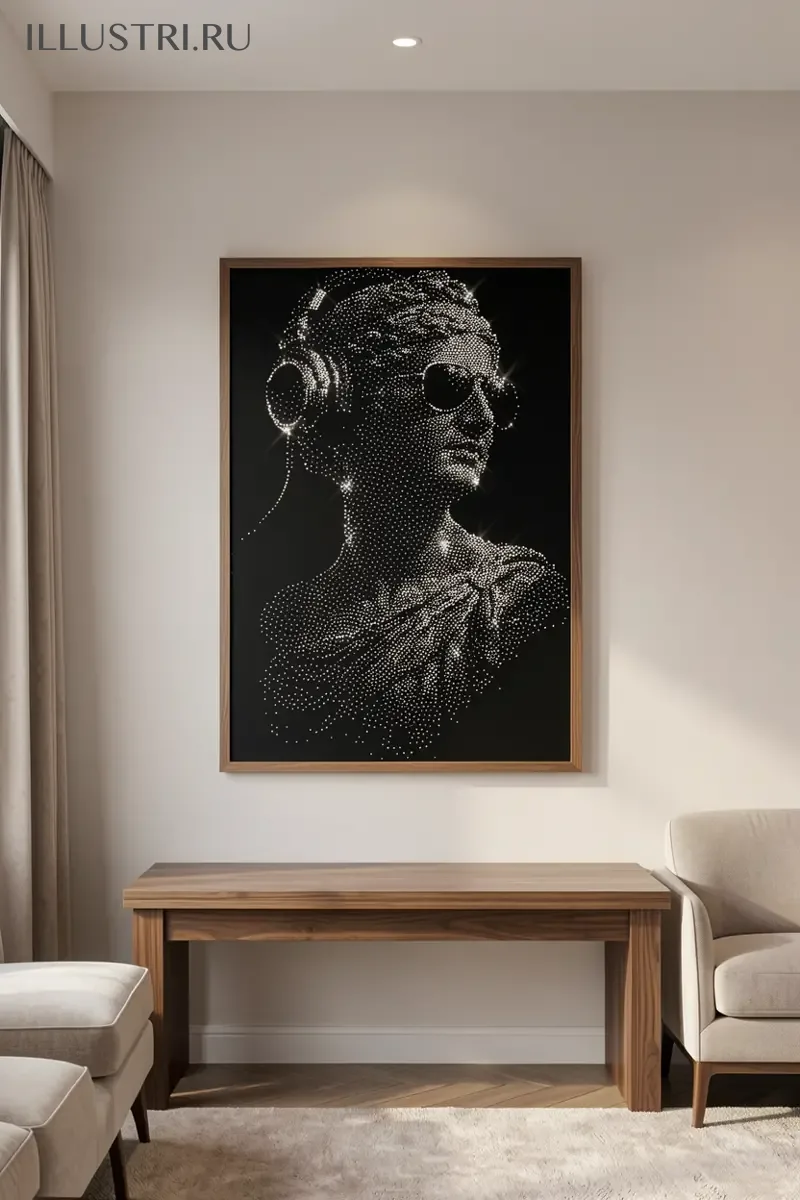 Визуализация Статуя в очках и наушниках