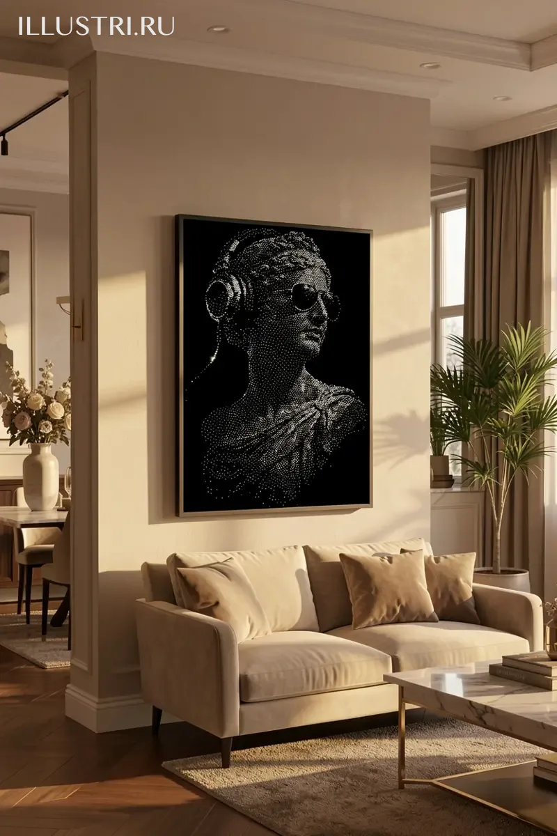 Визуализация Статуя в очках и наушниках