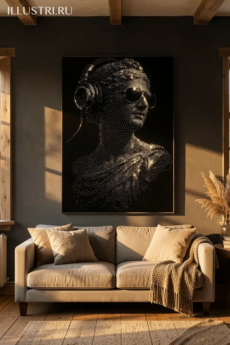 Визуализация Статуя в очках и наушниках