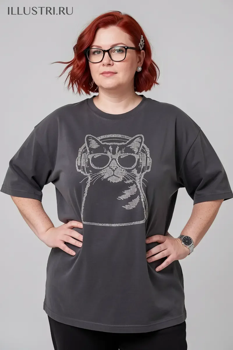 Визуализация Котик в очках и наушниках