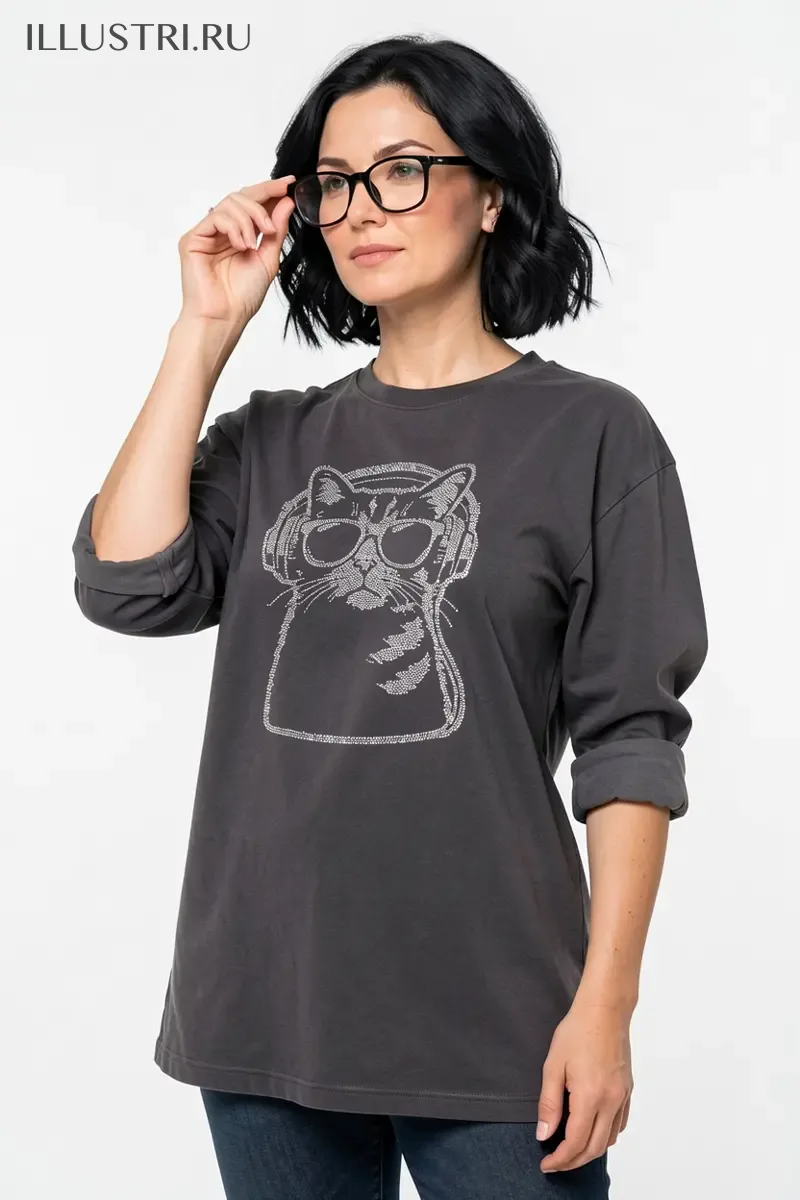 Визуализация Котик в очках и наушниках