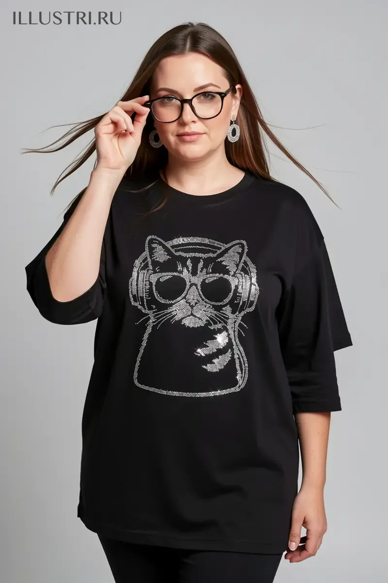 Визуализация Котик в очках и наушниках