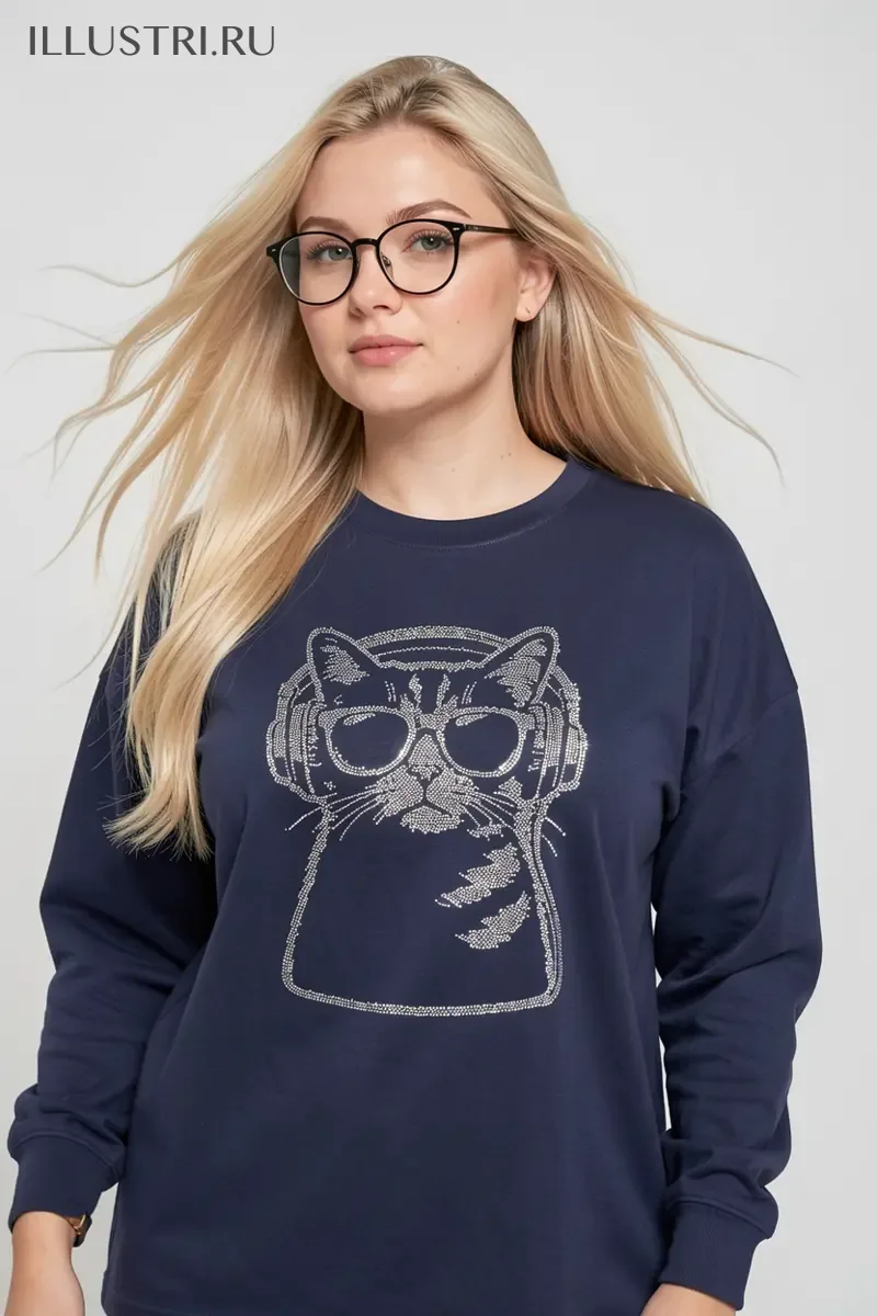 Визуализация Котик в очках и наушниках