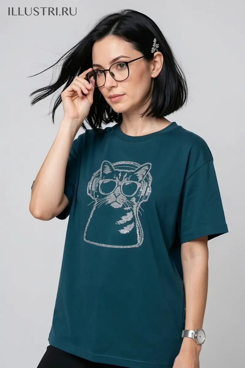 Визуализация Котик в очках и наушниках