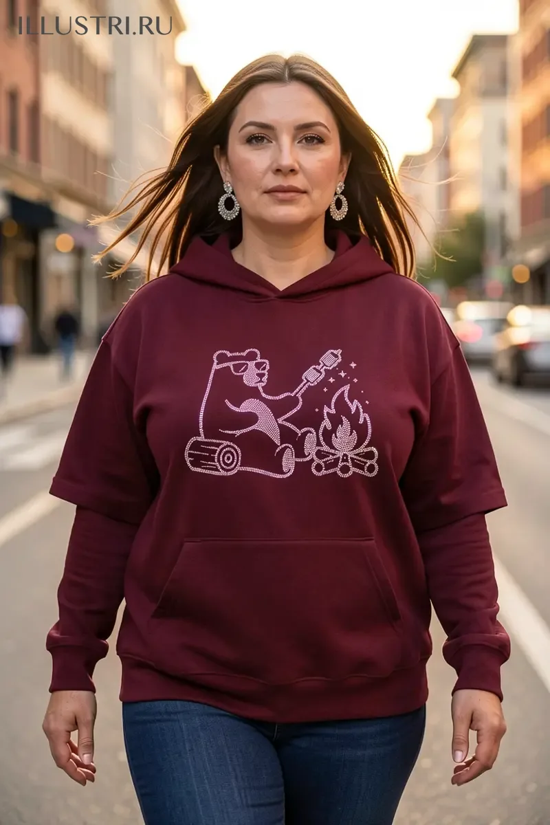 Визуализация Медведь жарит маршмеллоу