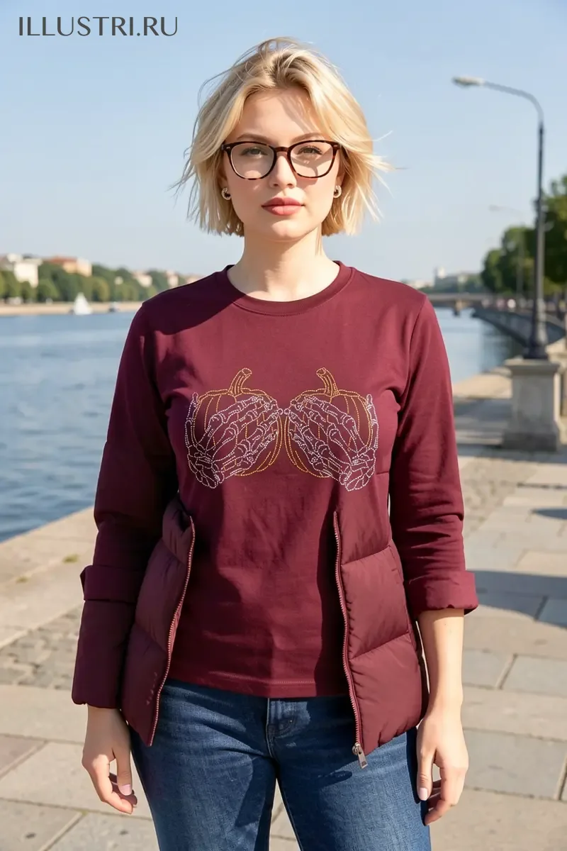 Визуализация Руки скелета держат тыковки.