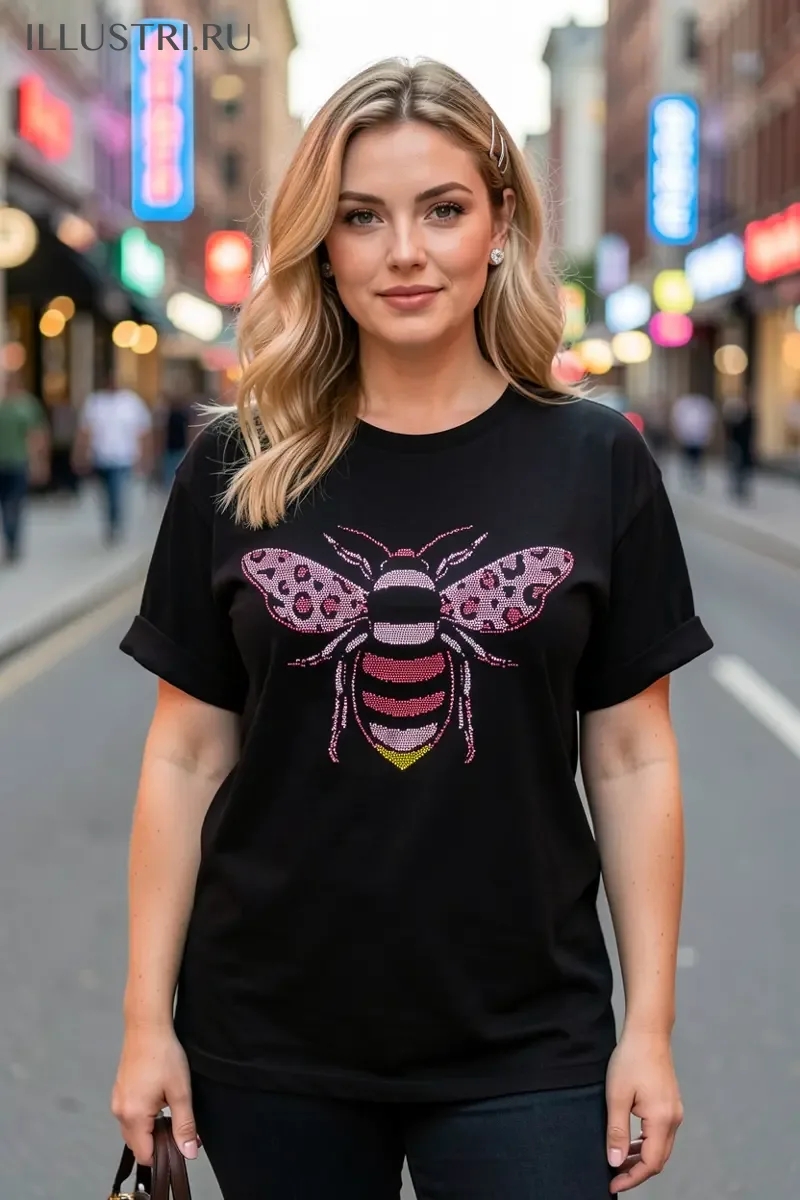Визуализация Пчёлка с леопардовым розовым принтом