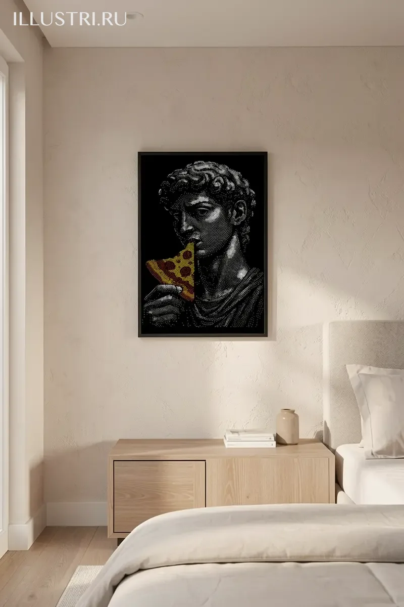 Визуализация Статуя с пиццей