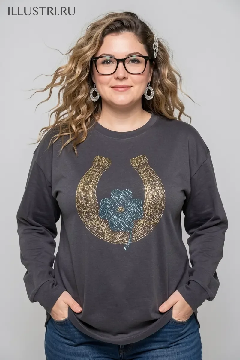 Визуализация Подкова с клевером на удачу