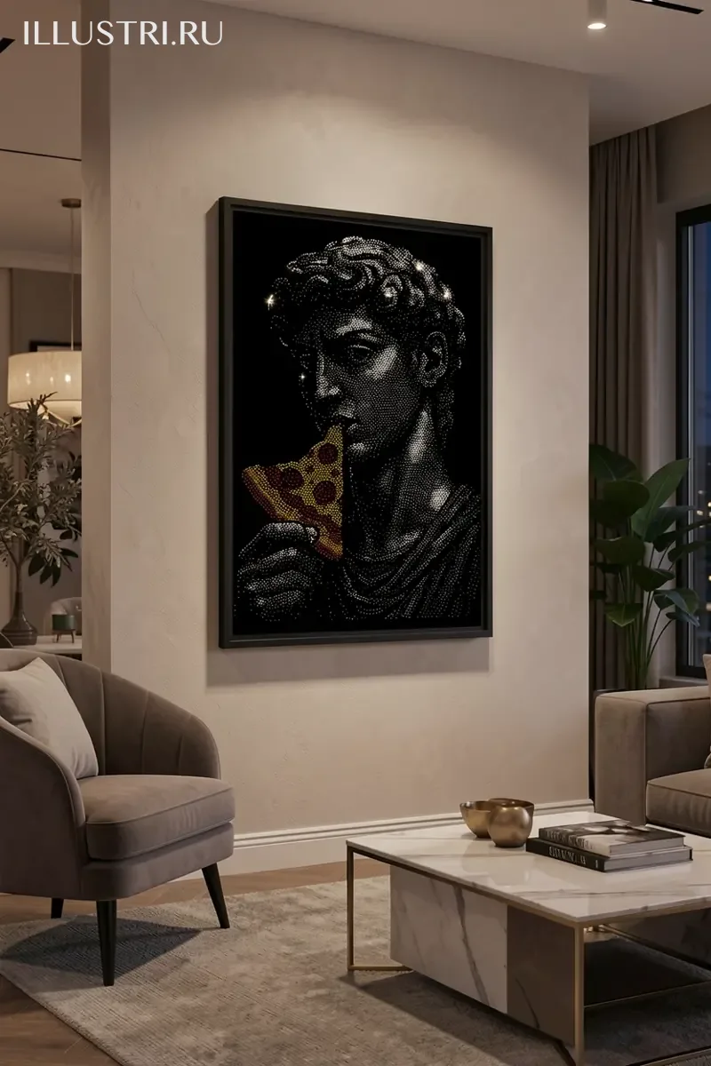 Визуализация Статуя с пиццей