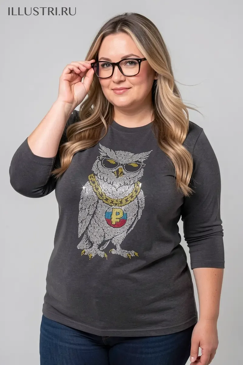 Визуализация Крутой филин с рублём триколор