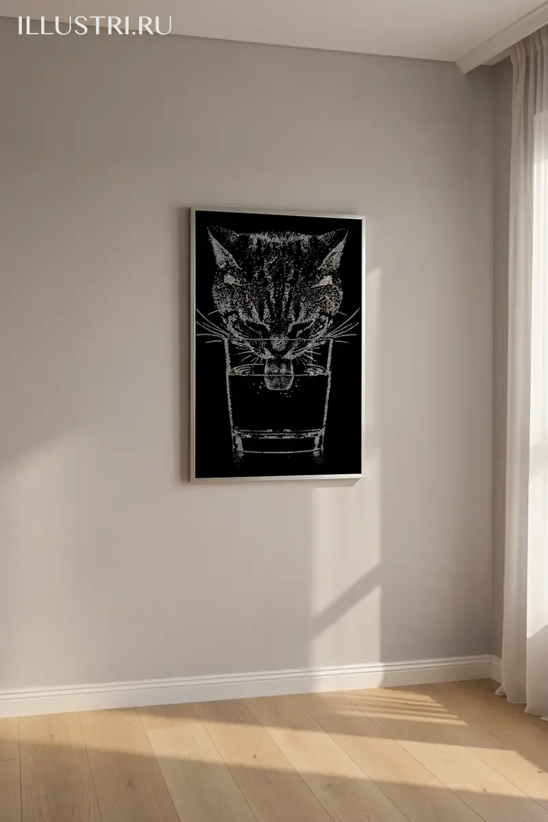 Визуализация Котик и стакан