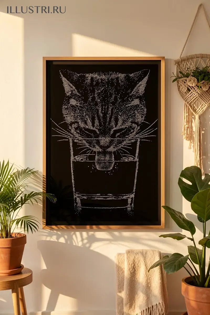 Визуализация Котик и стакан