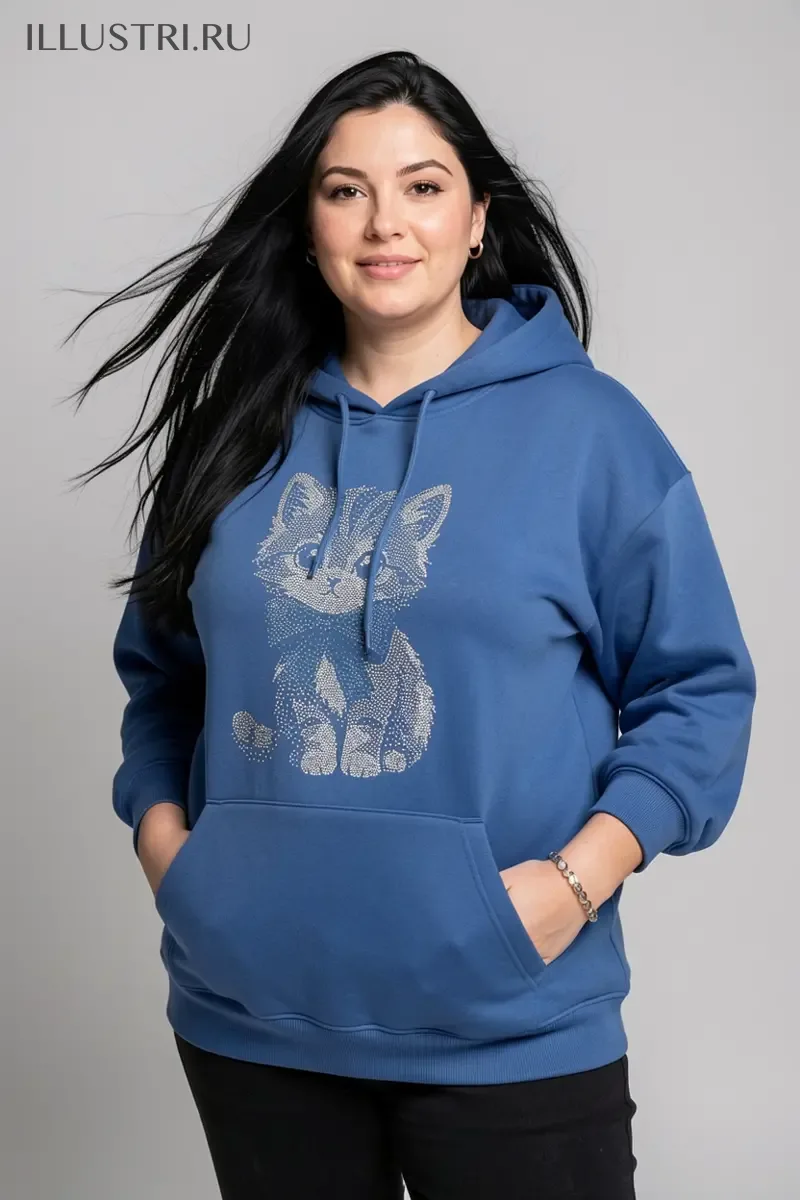 Визуализация Котенок с голубым бантом