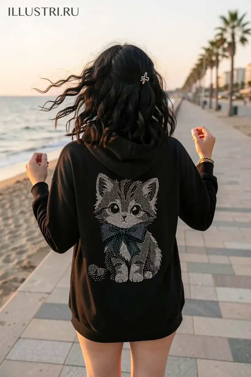 Визуализация Котенок с голубым бантом