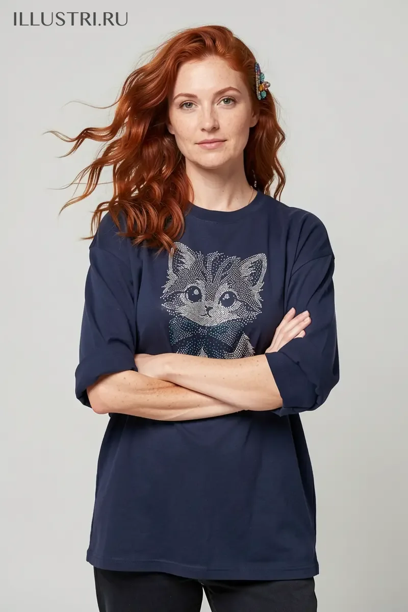 Визуализация Котенок с голубым бантом