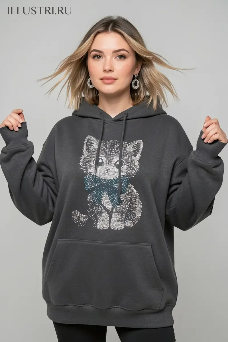 Визуализация Котенок с голубым бантом