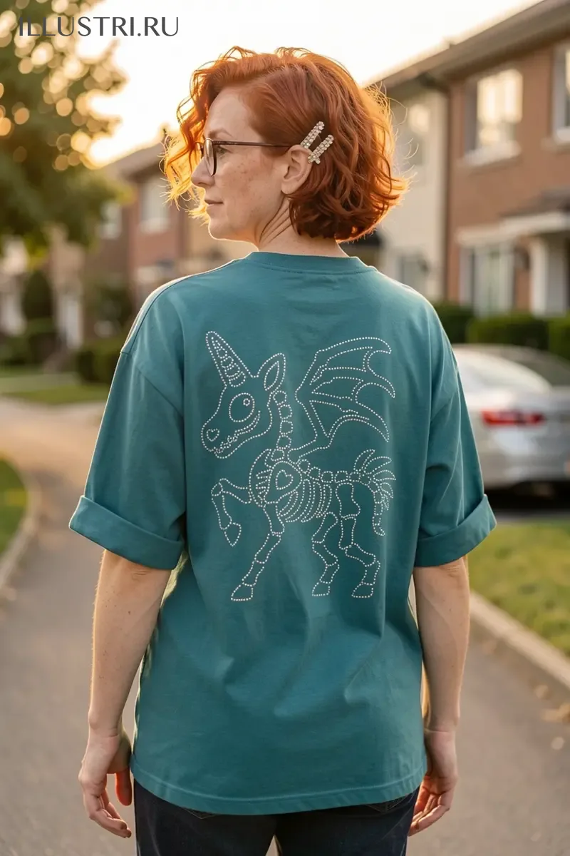 Визуализация Единорожка-скелет линии