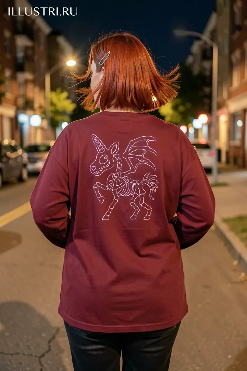 Визуализация Единорожка-скелет линии