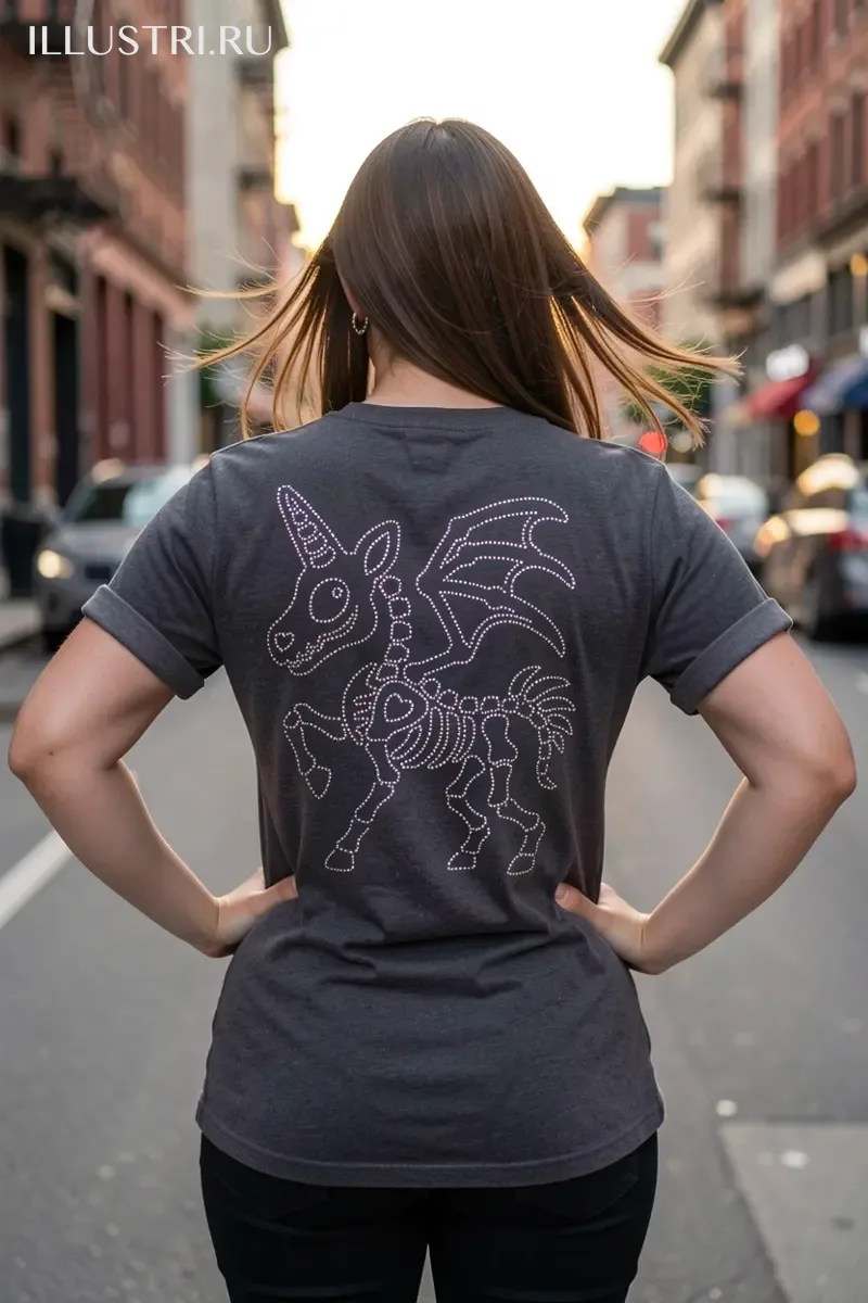 Визуализация Единорожка-скелет линии