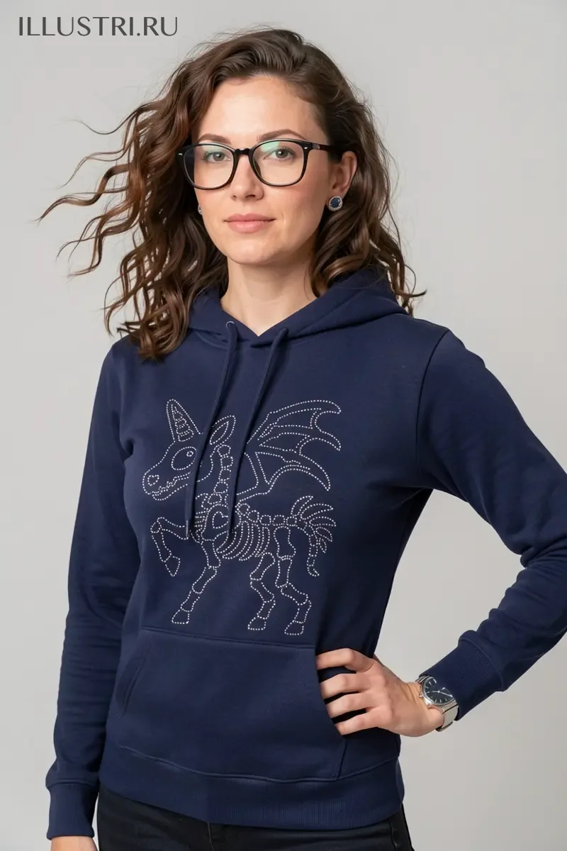 Визуализация Единорожка-скелет линии