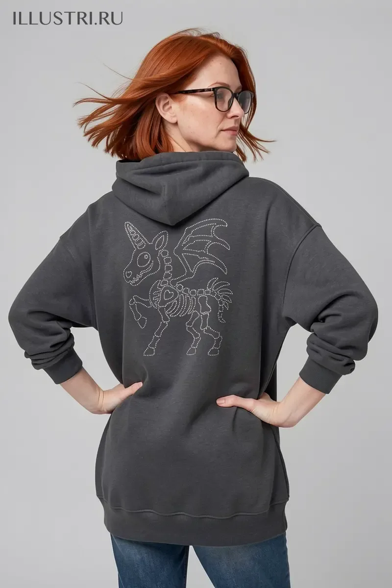 Визуализация Единорожка-скелет линии