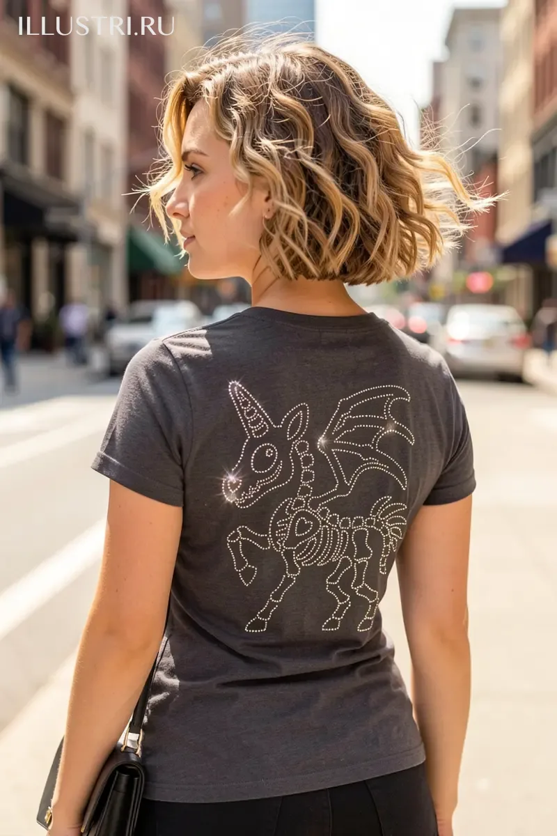 Визуализация Единорожка-скелет линии