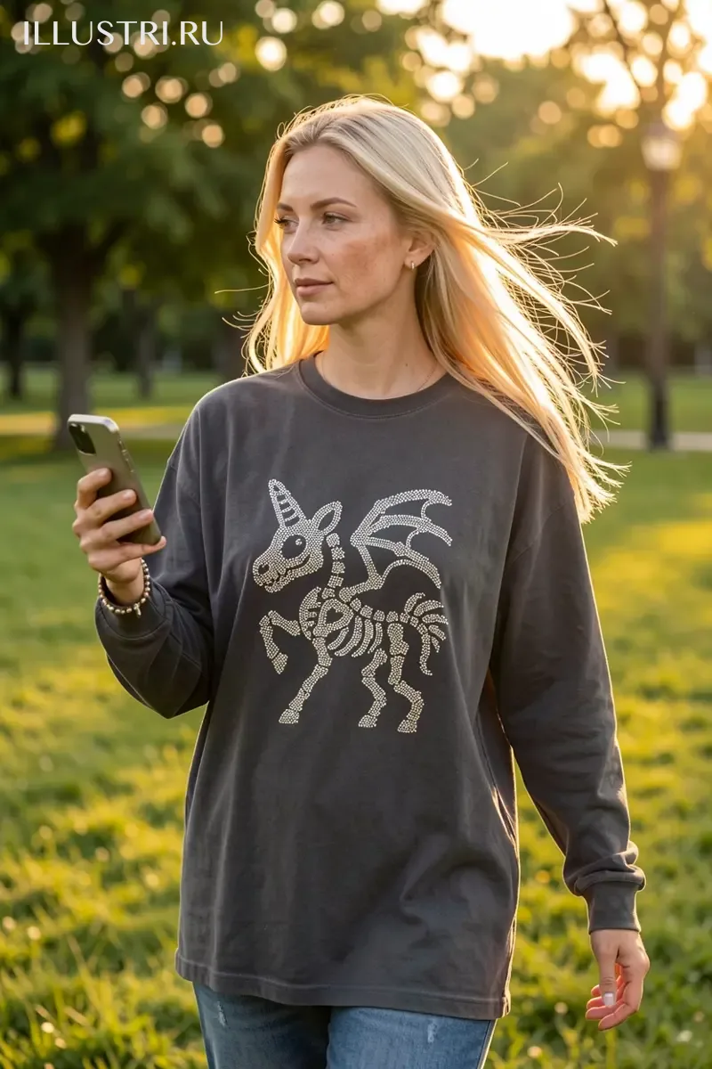 Визуализация Единорожка-скелет