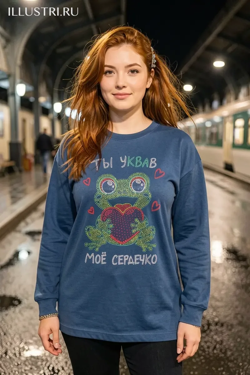 Визуализация Жабка влюблённая с сердечком (цветная)