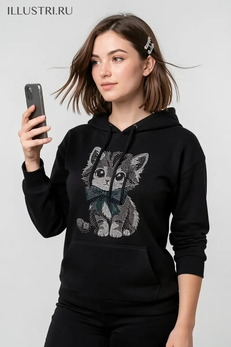 Визуализация Котенок с голубым бантом