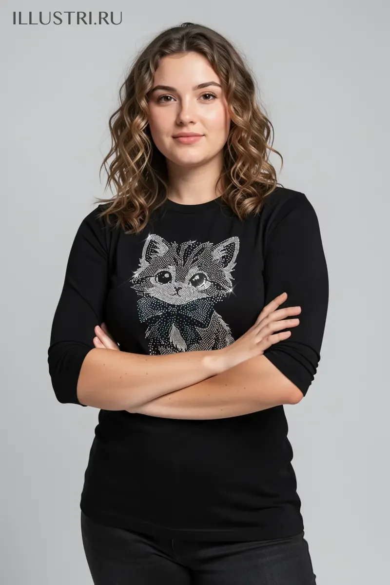 Визуализация Котенок с голубым бантом